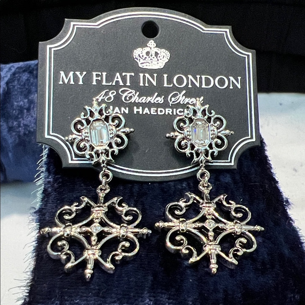 My Flat in London English Garden Ornate Silver Earrings